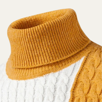 VogeLuxe | Men’s Color-Block Turtleneck Sweater 1