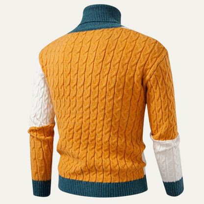 VogeLuxe | Men’s Color-Block Turtleneck Sweater 6