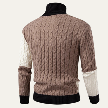 VogeLuxe | Men’s Color-Block Turtleneck Sweater 7
