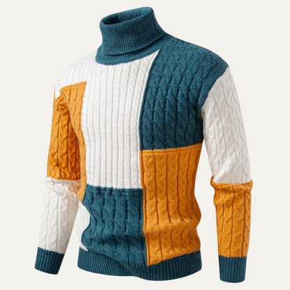 VogeLuxe | Men’s Color-Block Turtleneck Sweater 8