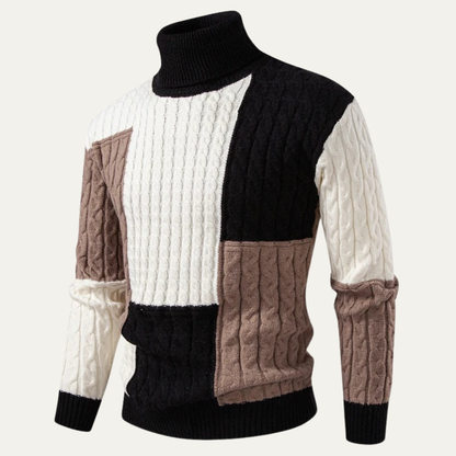 VogeLuxe | Men’s Color-Block Turtleneck Sweater 9