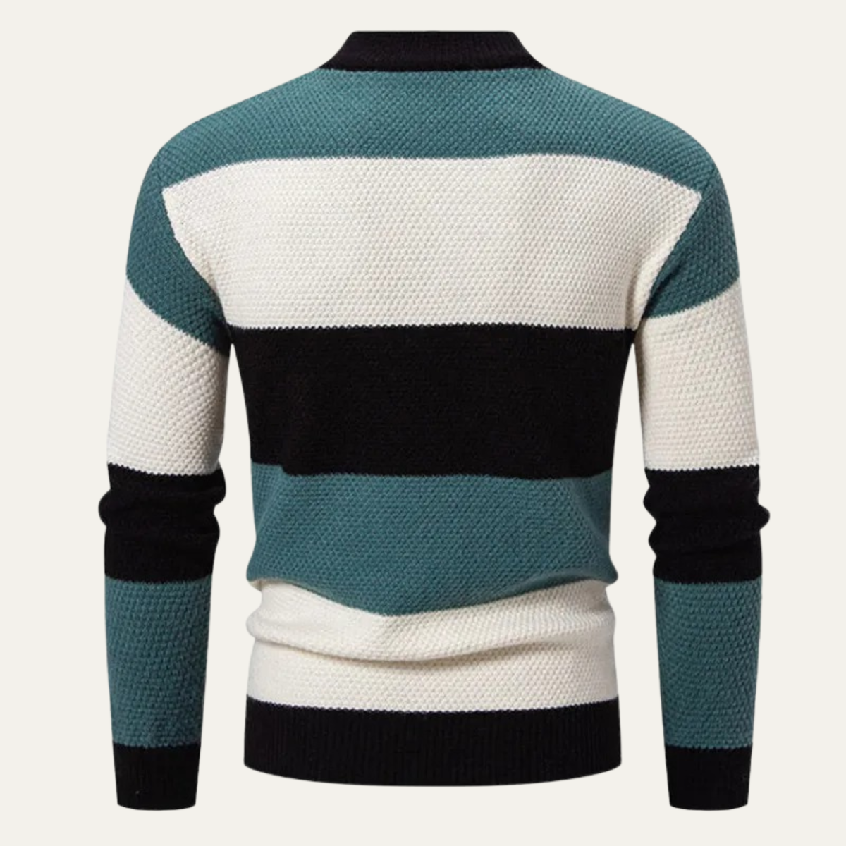 VogeLuxe | Men’s Color Block Cable Knit Turtleneck Sweater 1