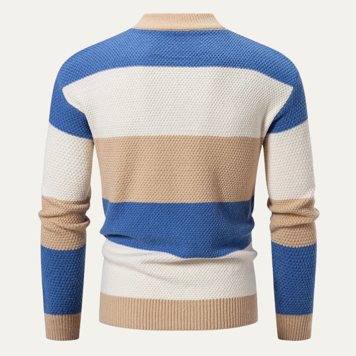 VogeLuxe | Men’s Color Block Cable Knit Turtleneck Sweater 2