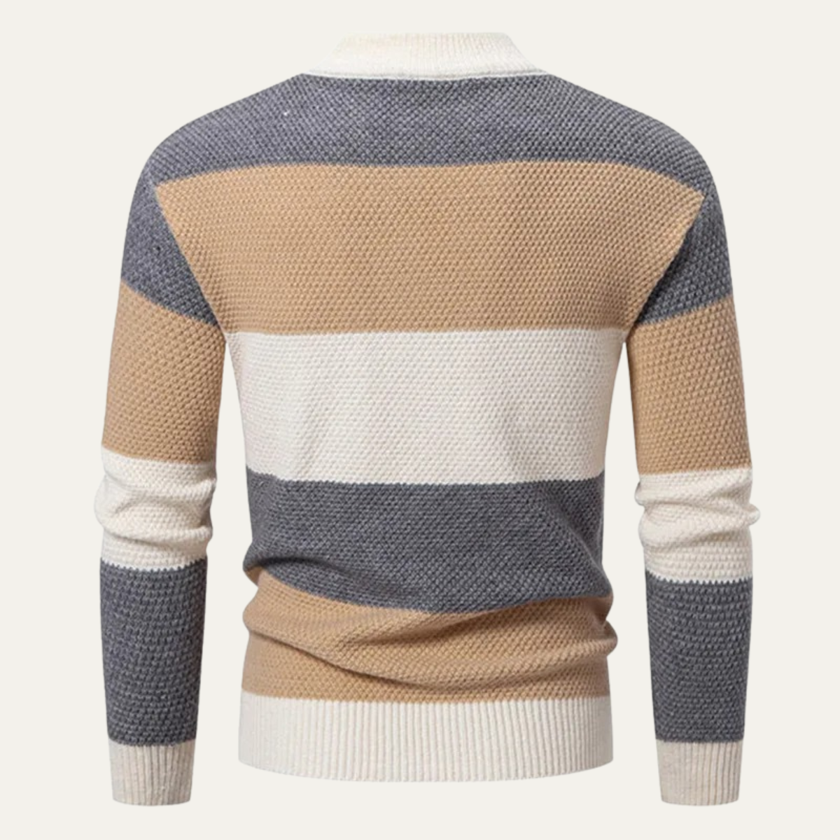 VogeLuxe | Men’s Color Block Cable Knit Turtleneck Sweater 3