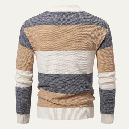 VogeLuxe | Men’s Color Block Cable Knit Turtleneck Sweater 3