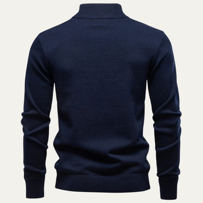 VogeLuxe | Men’s Color Block Quarter Zip Sweater 2