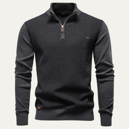 VogeLuxe | Men’s Color Block Quarter Zip Sweater 6
