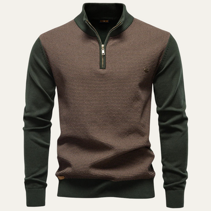 VogeLuxe | Men’s Color Block Quarter Zip Sweater 7