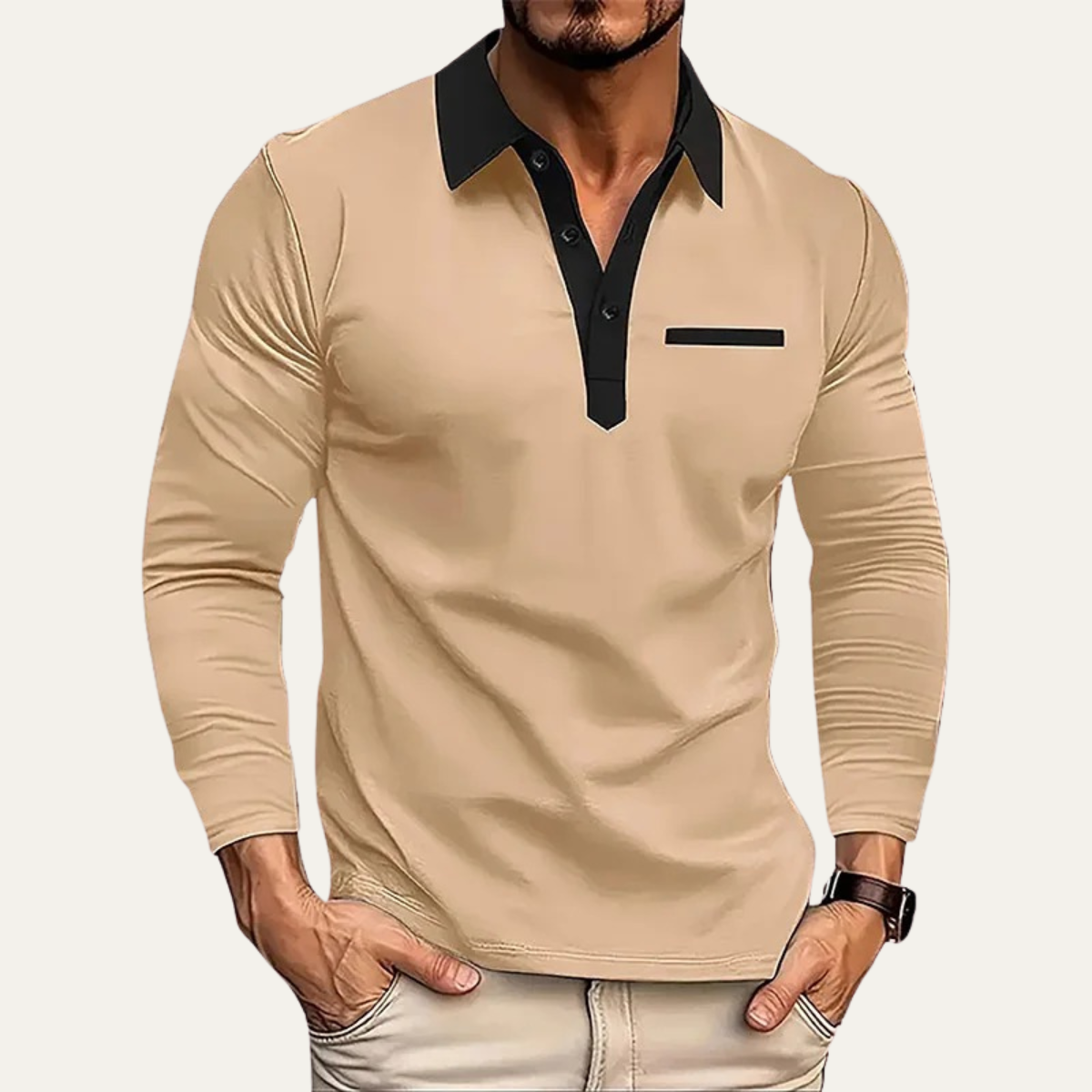 VogeLuxe | Men’s Contrast Collar Polo Top 0