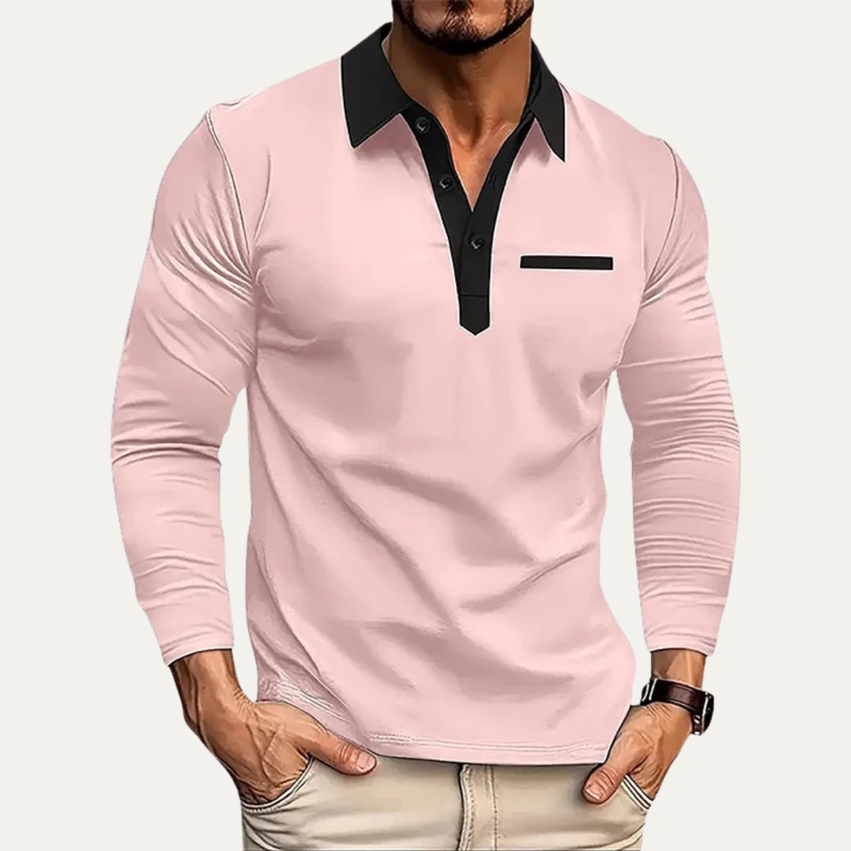 VogeLuxe | Men’s Contrast Collar Polo Top 13