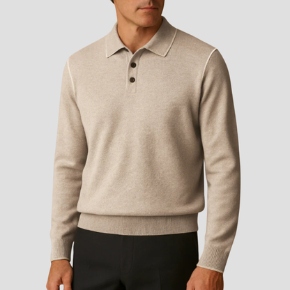 VogeLuxe | Men’s Contrast Trim Knit Polo Shirt 0