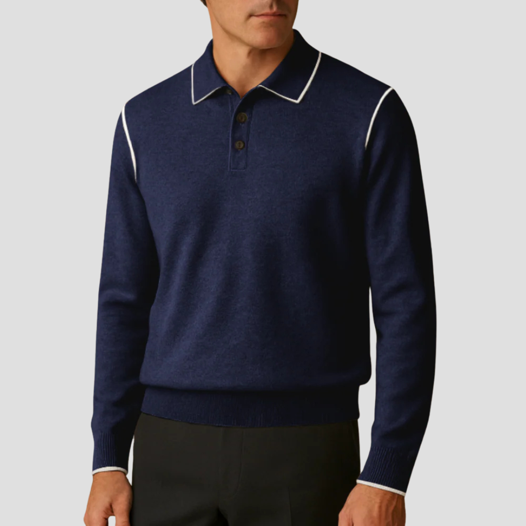 VogeLuxe | Men’s Contrast Trim Knit Polo Shirt 2