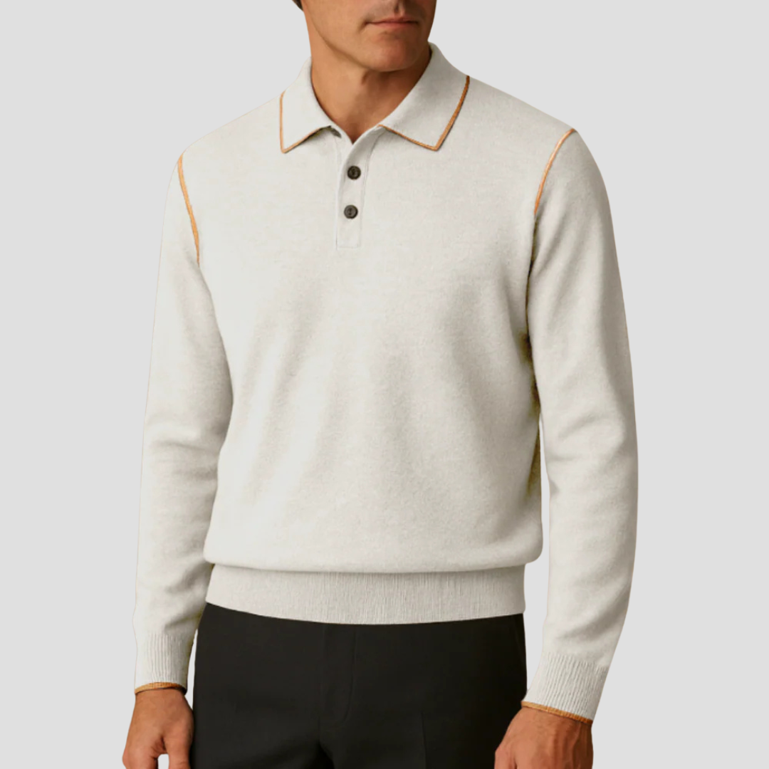 VogeLuxe | Men’s Contrast Trim Knit Polo Shirt 3