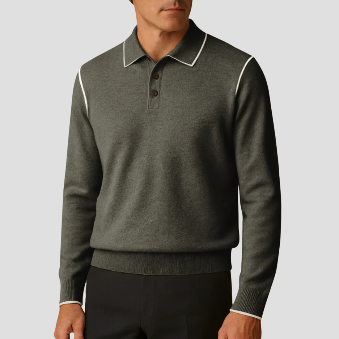 VogeLuxe | Men’s Contrast Trim Knit Polo Shirt 4