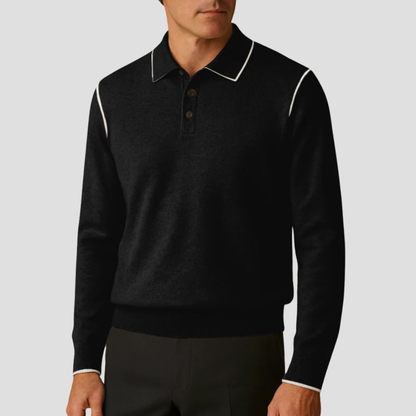 VogeLuxe | Men’s Contrast Trim Knit Polo Shirt 5