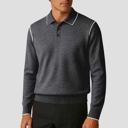 VogeLuxe | Men’s Contrast Trim Knit Polo Shirt 6