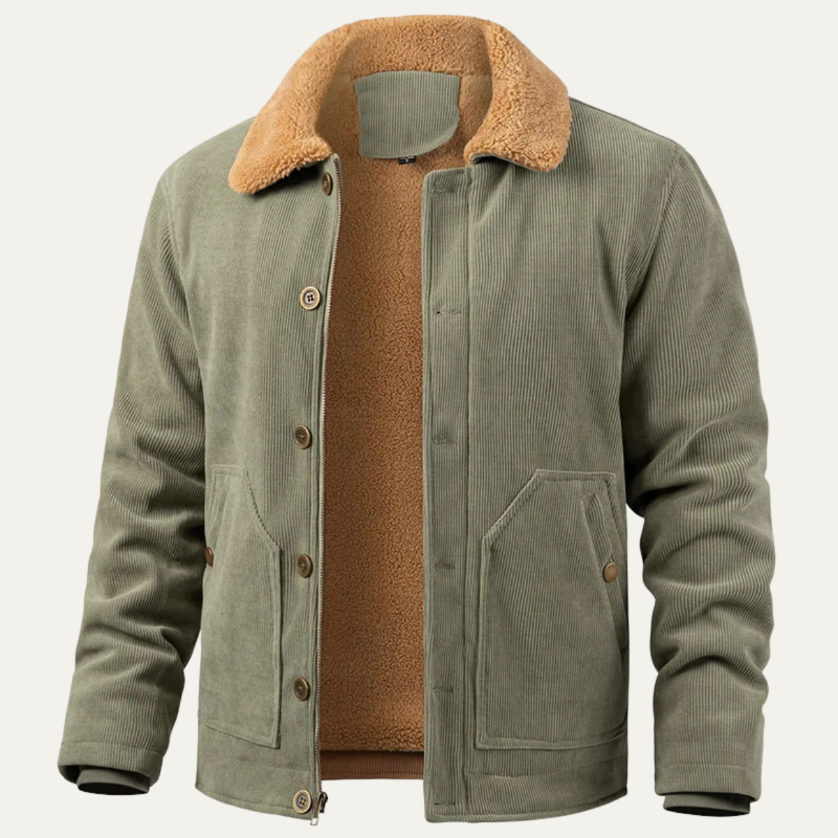 VogeLuxe | Men’s Corduroy Jacket with Sherpa Lining and Collar 0