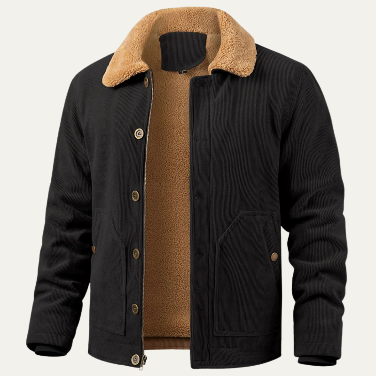 VogeLuxe | Men’s Corduroy Jacket with Sherpa Lining and Collar 6