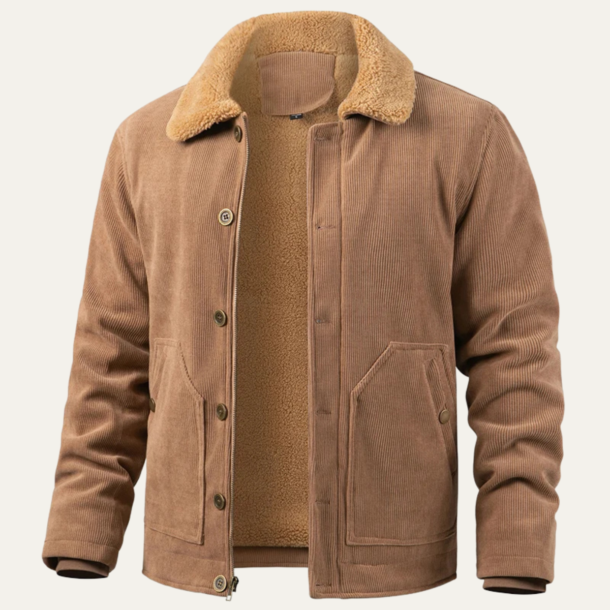 VogeLuxe | Men’s Corduroy Jacket with Sherpa Lining and Collar 8