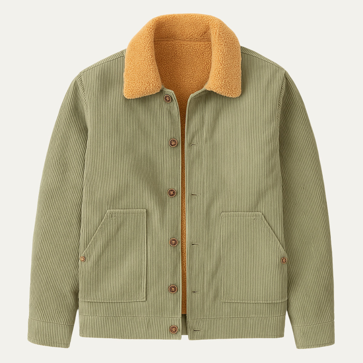 VogeLuxe | Men’s Corduroy Shacket with Faux-Shearling Collar 1