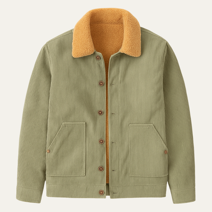 VogeLuxe | Men’s Corduroy Shacket with Faux-Shearling Collar 1