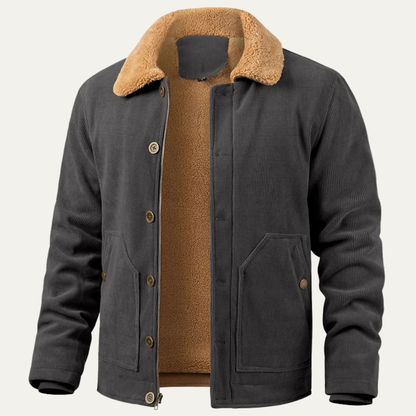 VogeLuxe | Men’s Corduroy Shacket with Faux-Shearling Collar 10