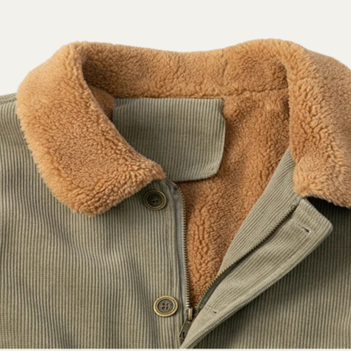 VogeLuxe | Men’s Corduroy Shacket with Faux-Shearling Collar 4