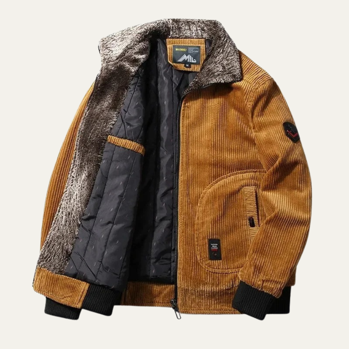 VogeLuxe | Men’s Corduroy Sherpa-Lined Fleece Bomber Jacket 0