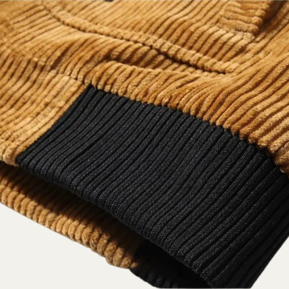 VogeLuxe | Men’s Corduroy Sherpa-Lined Fleece Bomber Jacket 3