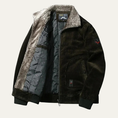 VogeLuxe | Men’s Corduroy Sherpa-Lined Fleece Bomber Jacket 4