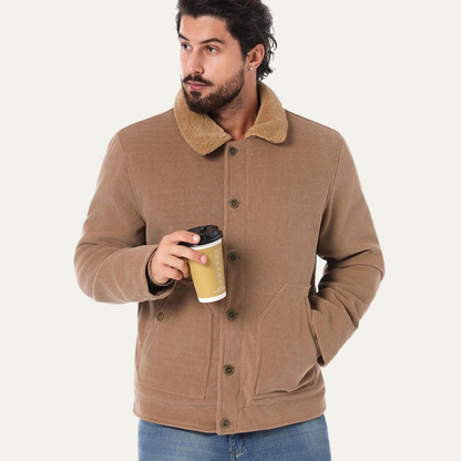 VogeLuxe | Men’s Corduroy Sherpa-Lined Trucker Jacket 4