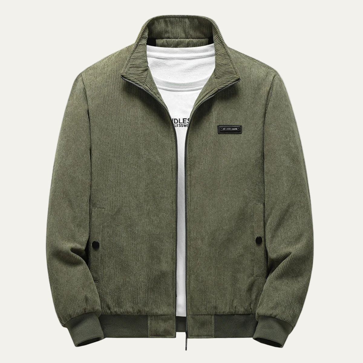 VogeLuxe | Men’s Corduroy Stand Collar Bomber Jacket 4