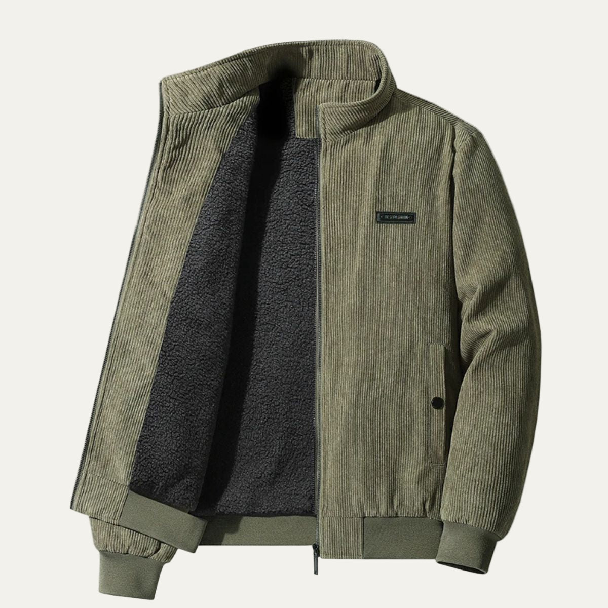 VogeLuxe | Men’s Corduroy Stand Collar Bomber Jacket 6