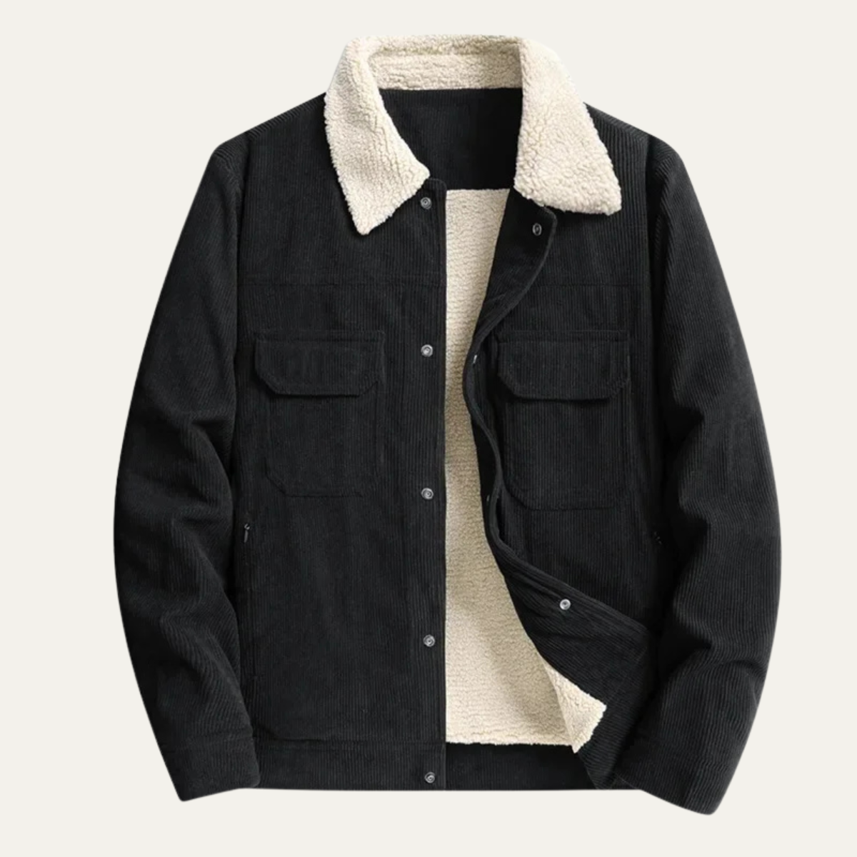 VogeLuxe | Men’s Corduroy Trucker Jacket with Faux-Shearling Lining 0