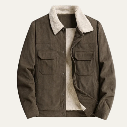 VogeLuxe | Men’s Corduroy Trucker Jacket with Faux-Shearling Lining 4