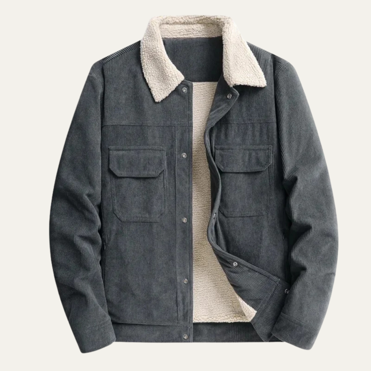 VogeLuxe | Men’s Corduroy Trucker Jacket with Faux-Shearling Lining 5