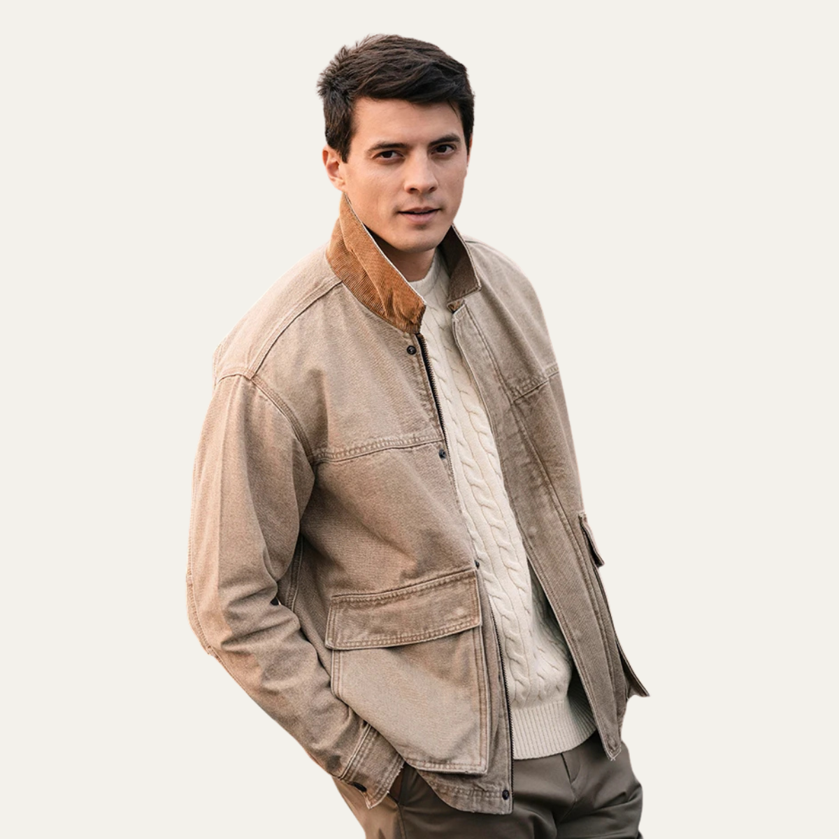 VogeLuxe | Men’s Corduroy Utility Trucker Jacket 1