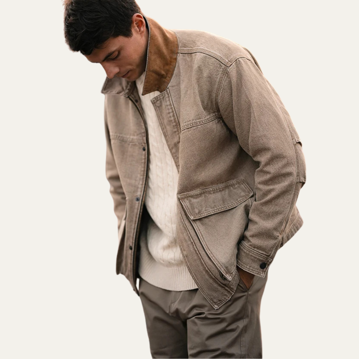 VogeLuxe | Men’s Corduroy Utility Trucker Jacket 3