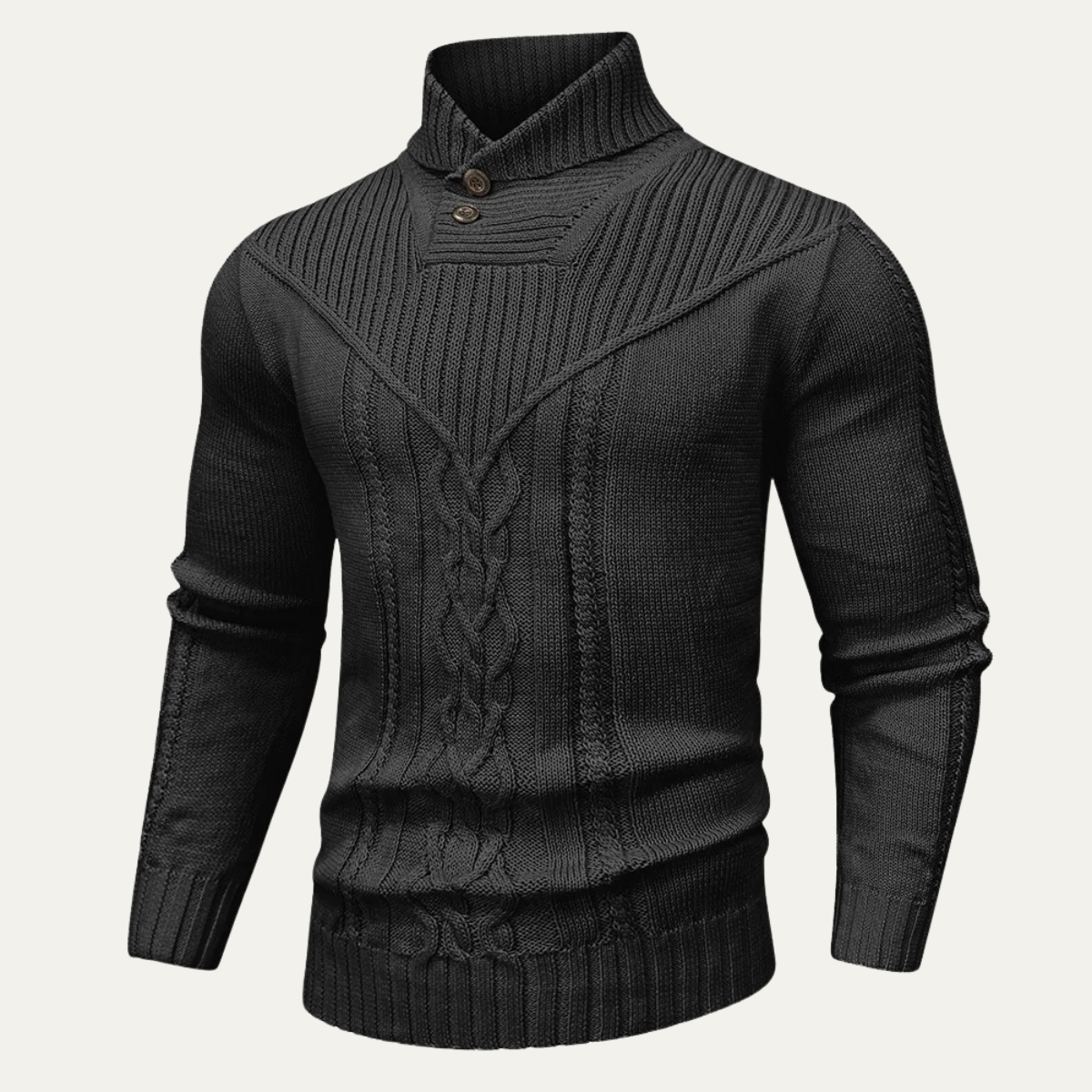 VogeLuxe | Men’s Cowl Collar Cable-Knit Sweater 0