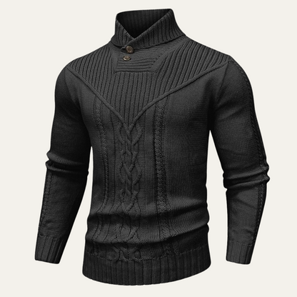 VogeLuxe | Men’s Cowl Collar Cable-Knit Sweater 0