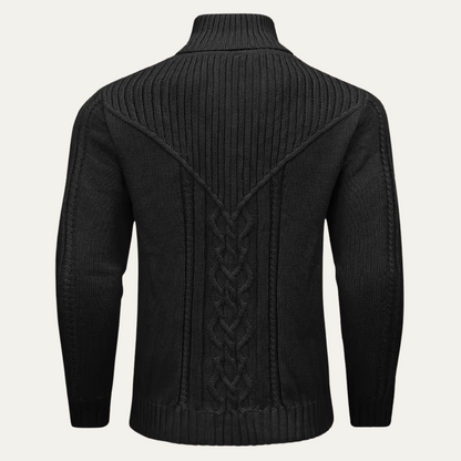 VogeLuxe | Men’s Cowl Collar Cable-Knit Sweater 4