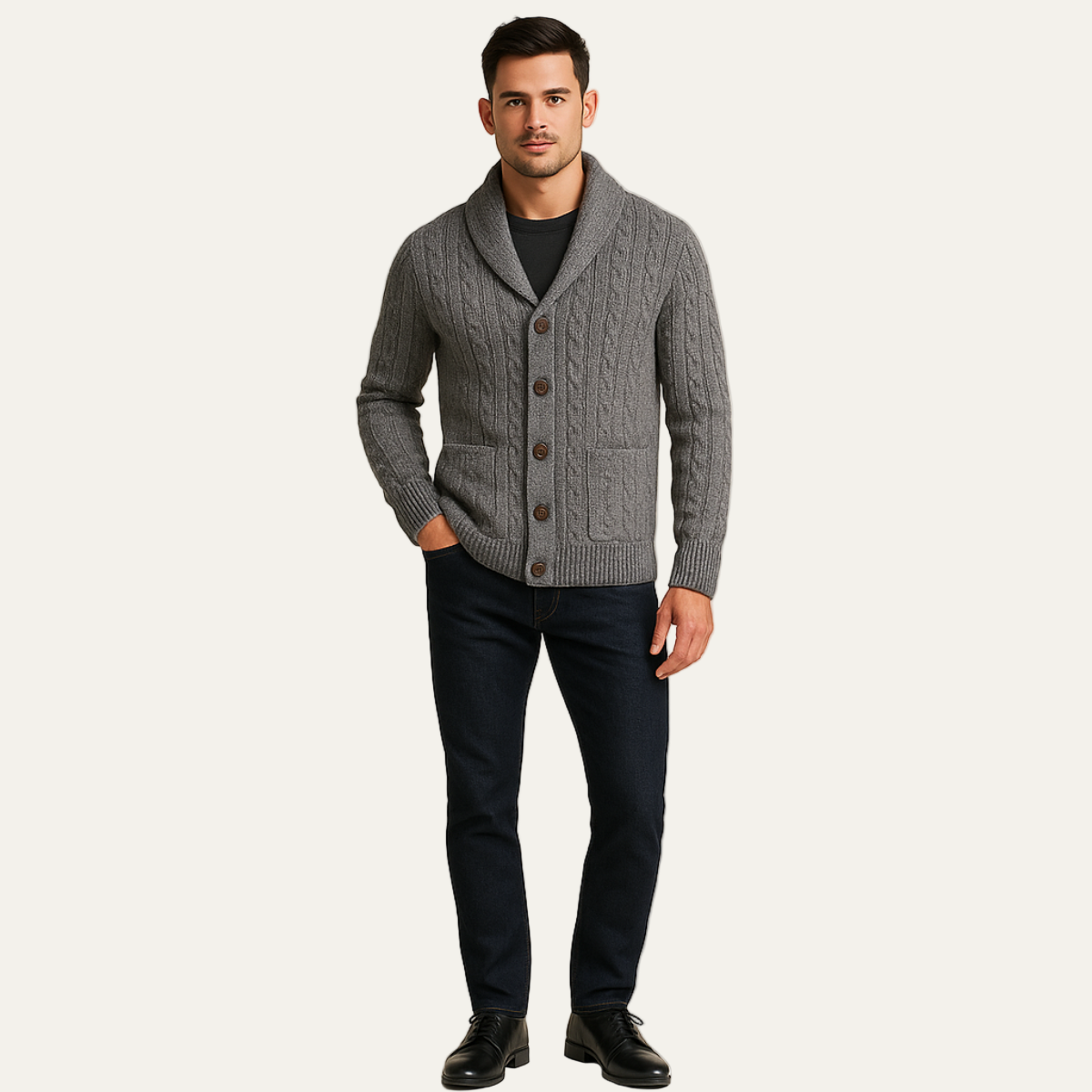 VogeLuxe | Men’s Cozy Cable Knit Cardigan 8