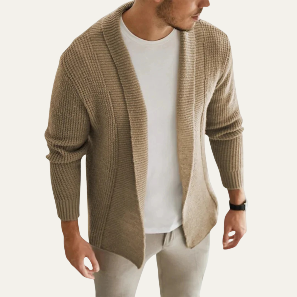 VogeLuxe | Men’s Cozy Ribbed Shawl Cardigan 0