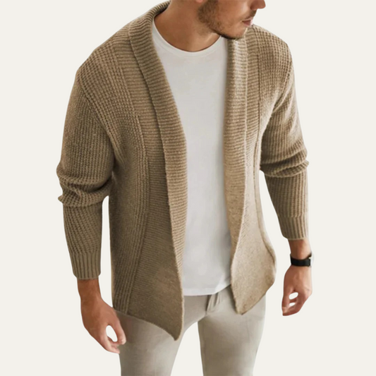 VogeLuxe | Men’s Cozy Ribbed Shawl Cardigan 0