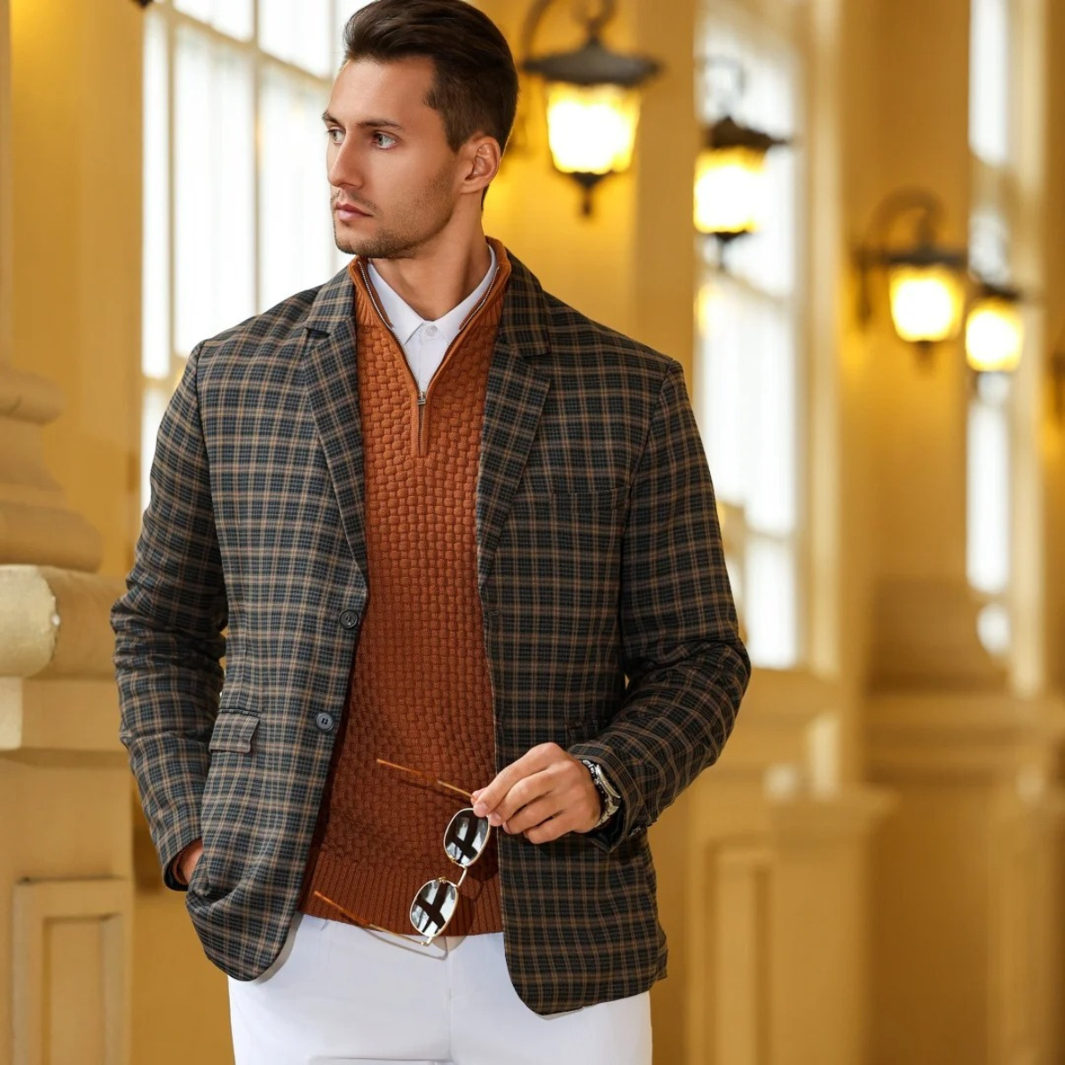 VogeLuxe | Men’s Cozy Textured Zip Sweater 3