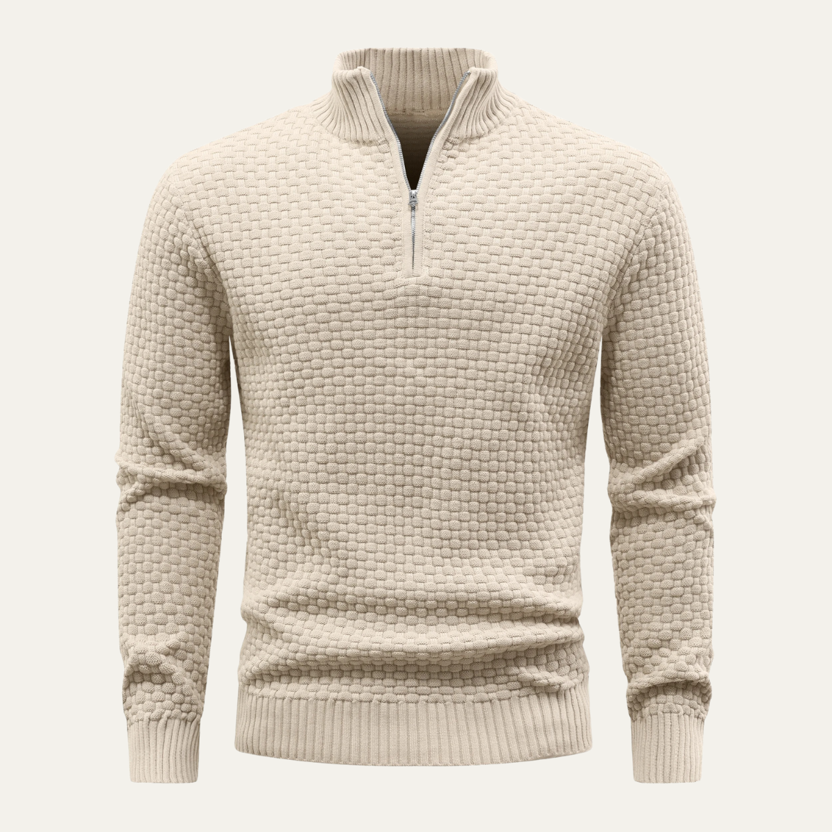 VogeLuxe | Men’s Cozy Textured Zip Sweater 6