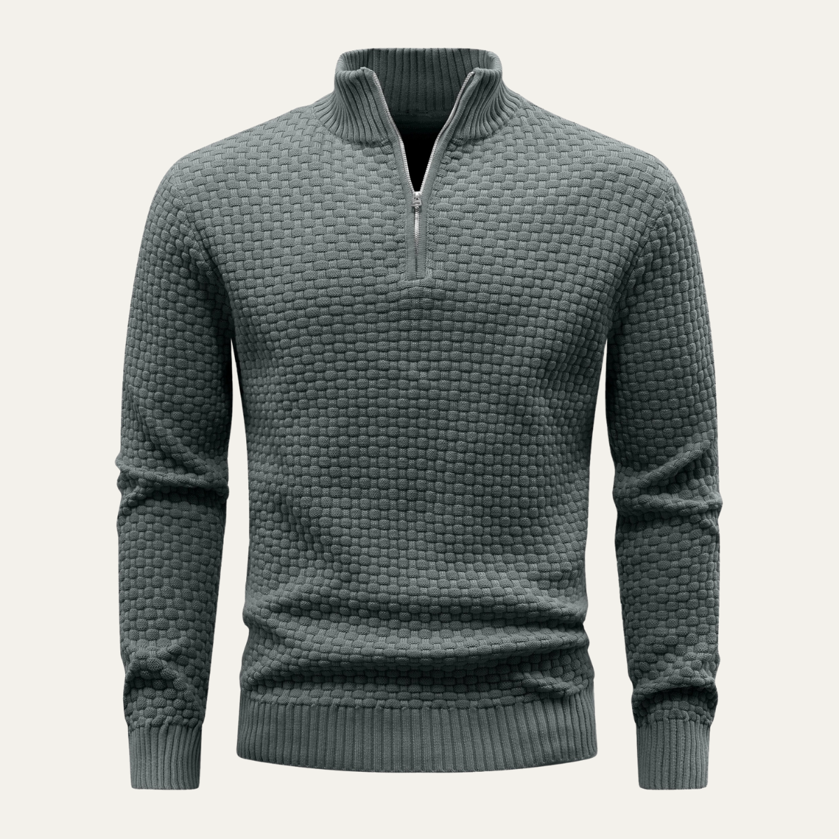 VogeLuxe | Men’s Cozy Textured Zip Sweater 7