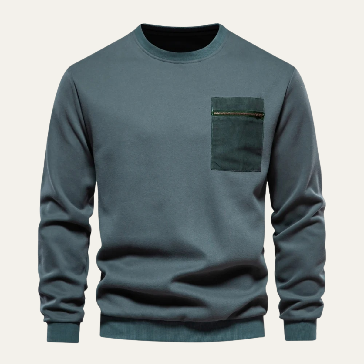 VogeLuxe | Men’s Crewneck Sweatshirt with Zipper Pocket 10