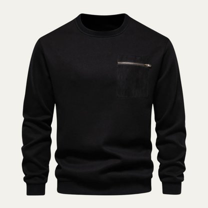 VogeLuxe | Men’s Crewneck Sweatshirt with Zipper Pocket 9
