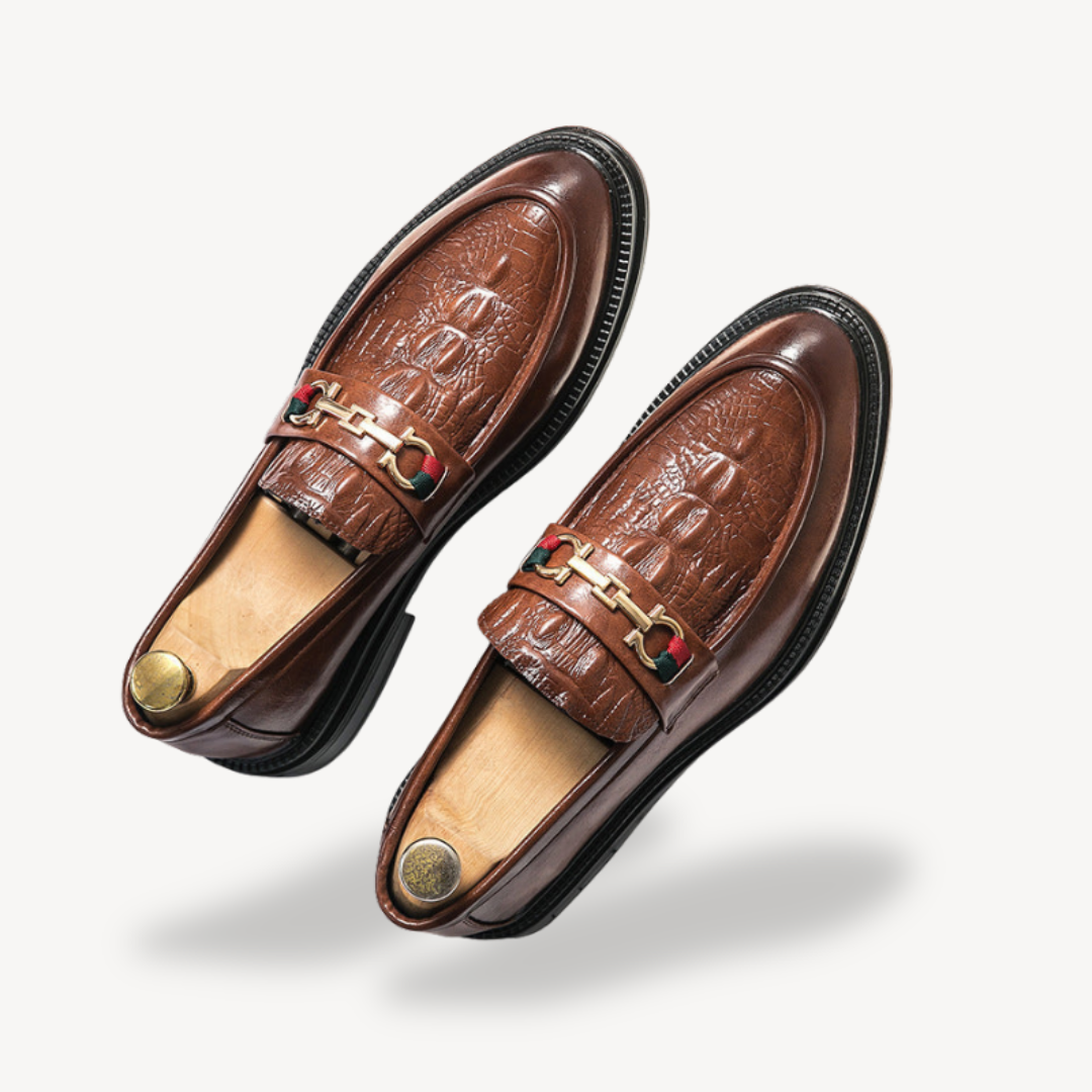 VogeLuxe | Men’s Croc-Detail Horsebit Loafers 0